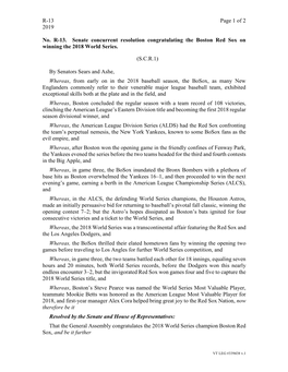 R-13 Page 1 of 2 2019 No. R-13. Senate Concurrent Resolution