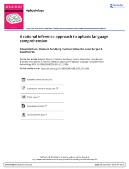 A Rational Inference Approach to Aphasic Language Comprehension