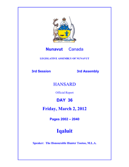 Nunavut Hansard 2002