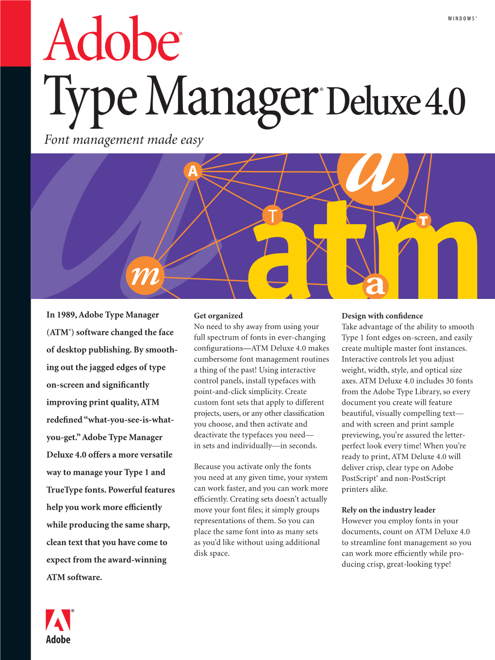 Adobe Type Manager Deluxe 4.0 You Activate and Create Multiple Master Software Deactivate Font Instances Easily