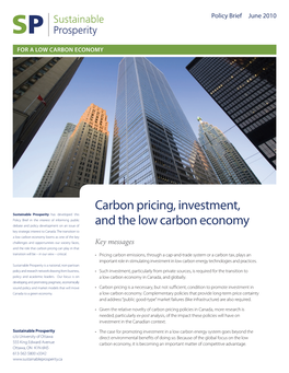 Carbon Pricing, Investment, and the Low Carbon Economy