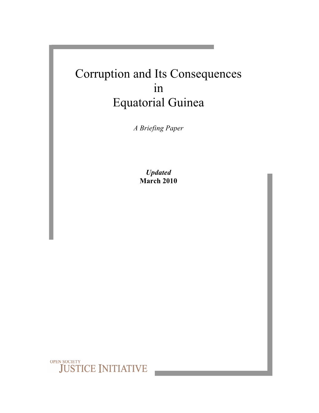 Corruption and Its Consequences in Equatorial Guinea