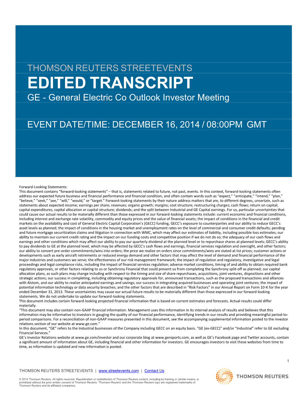 Event Transcripts Are Based, Companies May Make Projections Or Other Forward-Looking Statements Regarding a Variety of Items