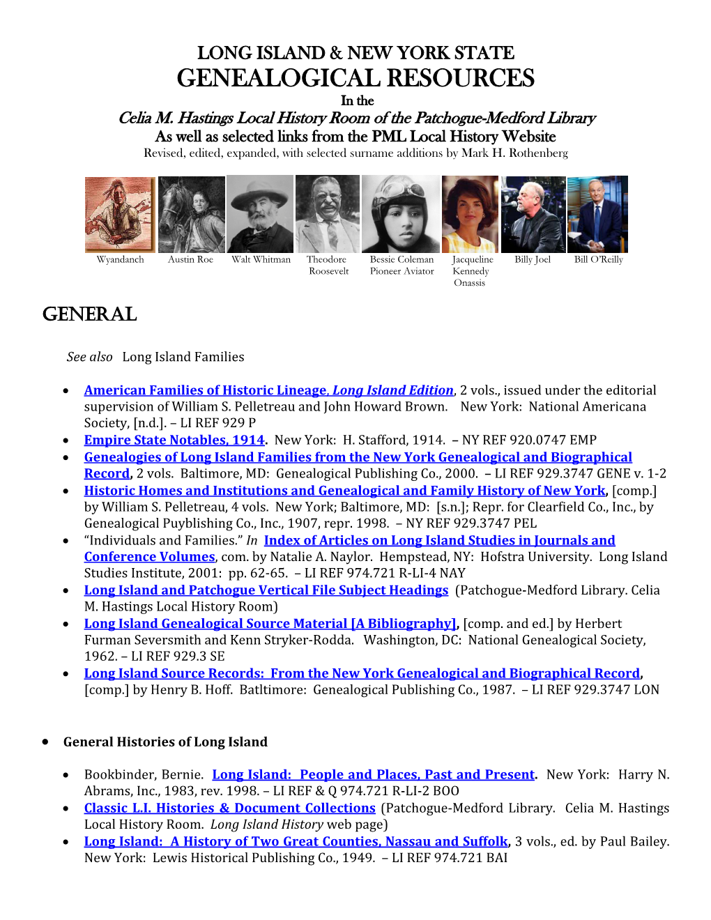 GENEALOGICAL RESOURCES in the Celia M