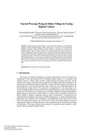 Sacred Wayang Wong in Sidan Village in Facing Digital Culture