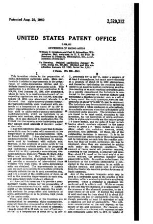 UNITED STATES PATENT Office 2,520,312 SYNESS of AMNOACDS William F