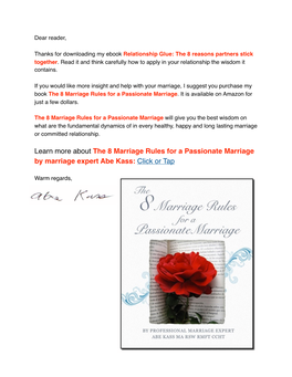 Learn More About the 8 Marriage Rules for a Passionate Marriage by Marriage Expert Abe Kass: Click Or Tap