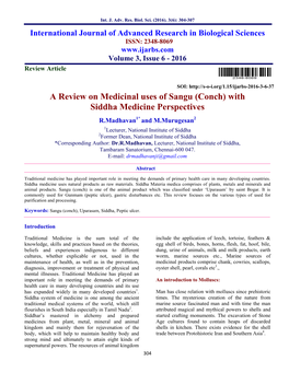 A Review on Medicinal Uses of Sangu (Conch)