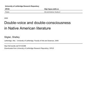 Double-Voice and Double-Consciousness in Native American Literature