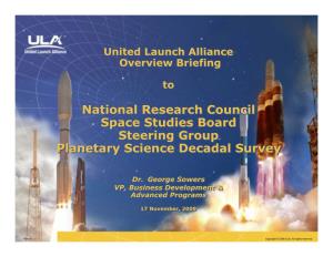 ULA Launch Vehicles (All Configurations Not Represented) Atlas Delta