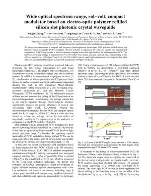 Wide Optical Spectrum Range, Sub-Volt, Compact Modulator Based on Electro-Optic Polymer Refilled Silicon Slot Photonic Crystal Waveguide