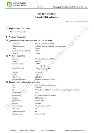 Product Manual Dimethyl Dicarbonate