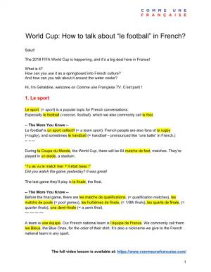 World Cup: How to Talk About “Le Football” in French?