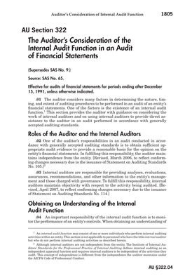 The Auditor's Consideration of the Internal Audit Function In