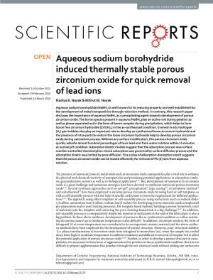 Aqueous Sodium Borohydride Induced Thermally Stable Porous Zirconium