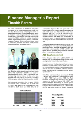 Finance Manager's Report