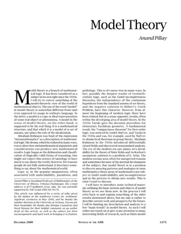 Model Theory, Volume 47, Number 11