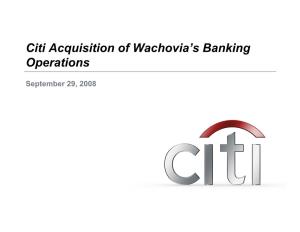 Citi Acquisition of Wachovia's Banking Operations