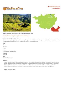 6 Days Guilin Li River Cruise and Longsheng Hiking Tour