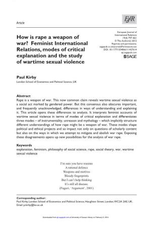 How Is Rape a Weapon of War? Feminist International Relations