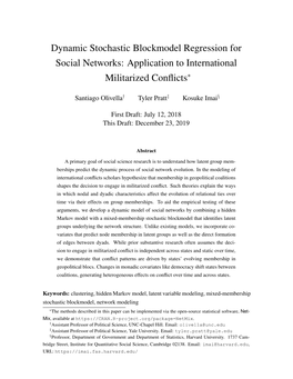 Dynamic Stochastic Blockmodel Regression for Social Networks: Application to International Militarized Conﬂicts∗
