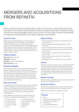 Mergers and Acquisitions from Refinitiv