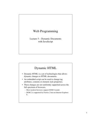 Web Programming Dynamic HTML