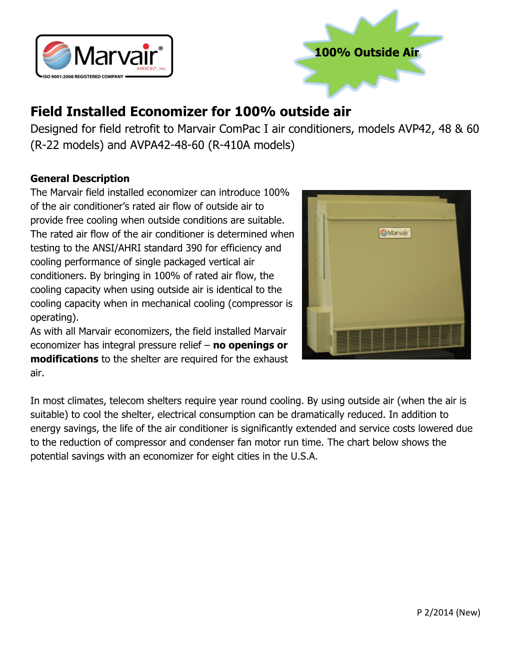 Field Installed Economizer for 100% Outside