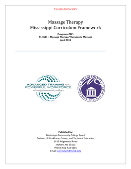 Massage Therapy Mississippi Curriculum Framework