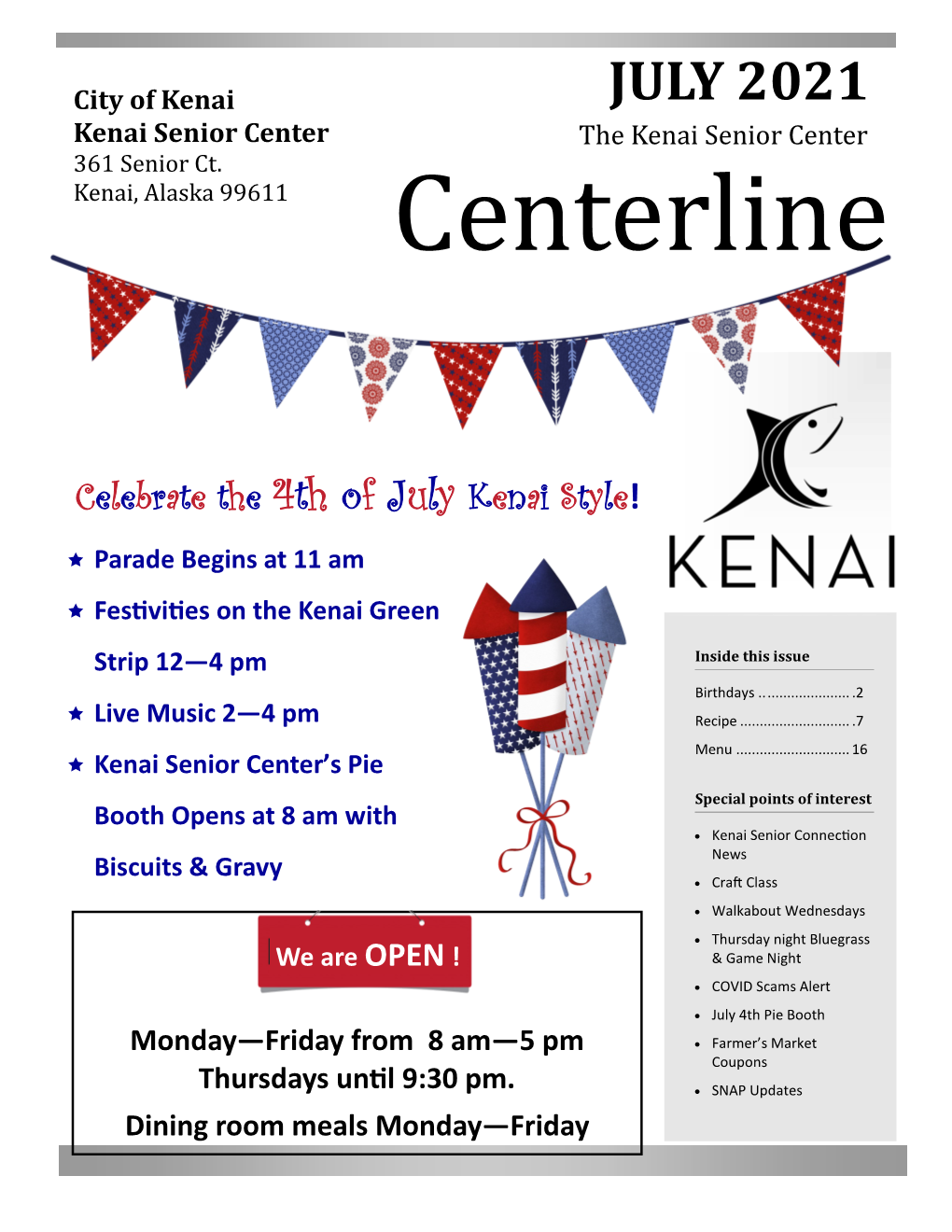 July 2021 Centerline Newsletter