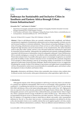 Pathways for Sustainable and Inclusive Cities in Southern and Eastern Africa Through Urban Green Infrastructure?