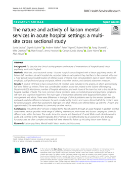 The Nature and Activity of Liaison Mental Services in Acute Hospital Settings: a Multi-Site Cross Sectional Study