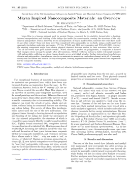 Mayan Inspired Nanocomposite Materials: an Overview R