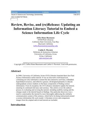 Review, Revise, and (Re)Release: Updating an Information Literacy Tutorial to Embed a Science Information Life Cycle