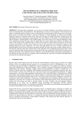 Development of a Thermal Risk Map Case Study: Kelaniya City of Sri Lanka