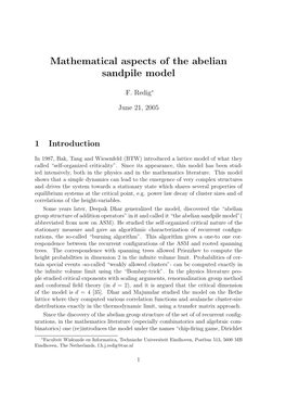 Mathematical Aspects of the Abelian Sandpile Model