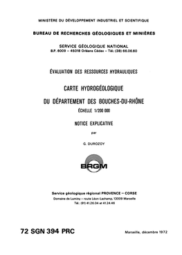 Carte Hydrogéologique Du Département Des Bouches-Du-Rhone
