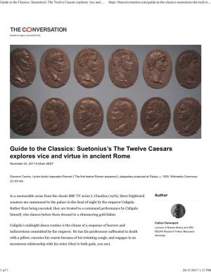 Suetonius's the Twelve Caesars Explores Vice and Virtue in Ancient