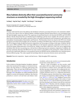 Moss Habitats Distinctly Affect Their Associated Bacterial Community Structures As Revealed by the High-Throughput Sequencing Method