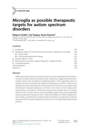 Microglia As Possible Therapeutic Targets for Autism Spectrum Disorders