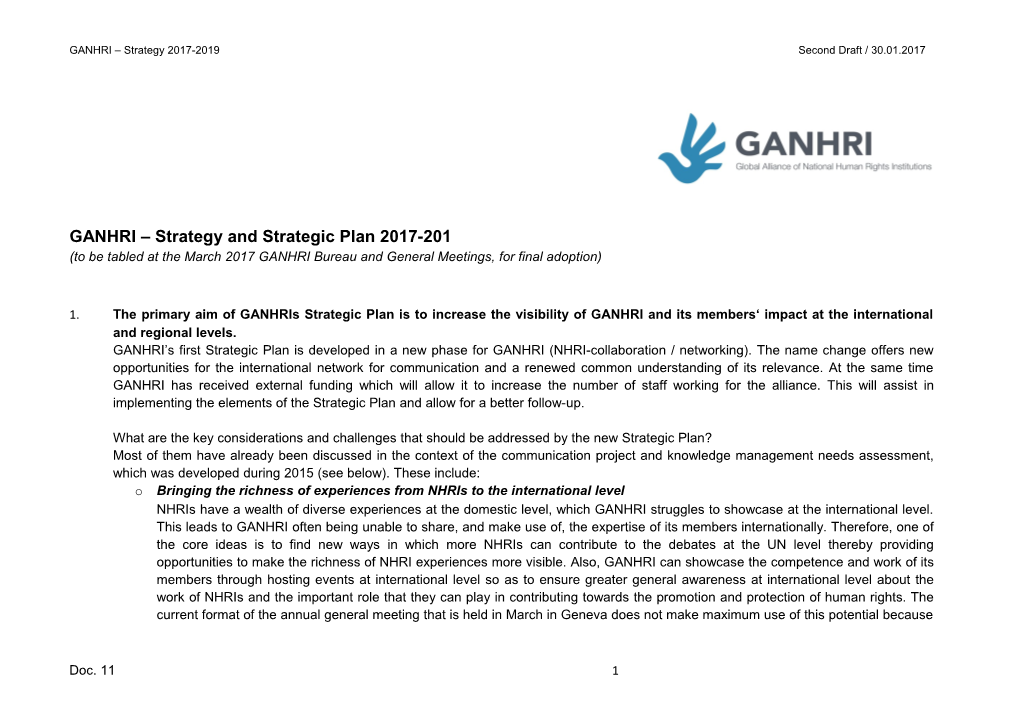 GANHRI Strategy and Strategic Plan 2017-201