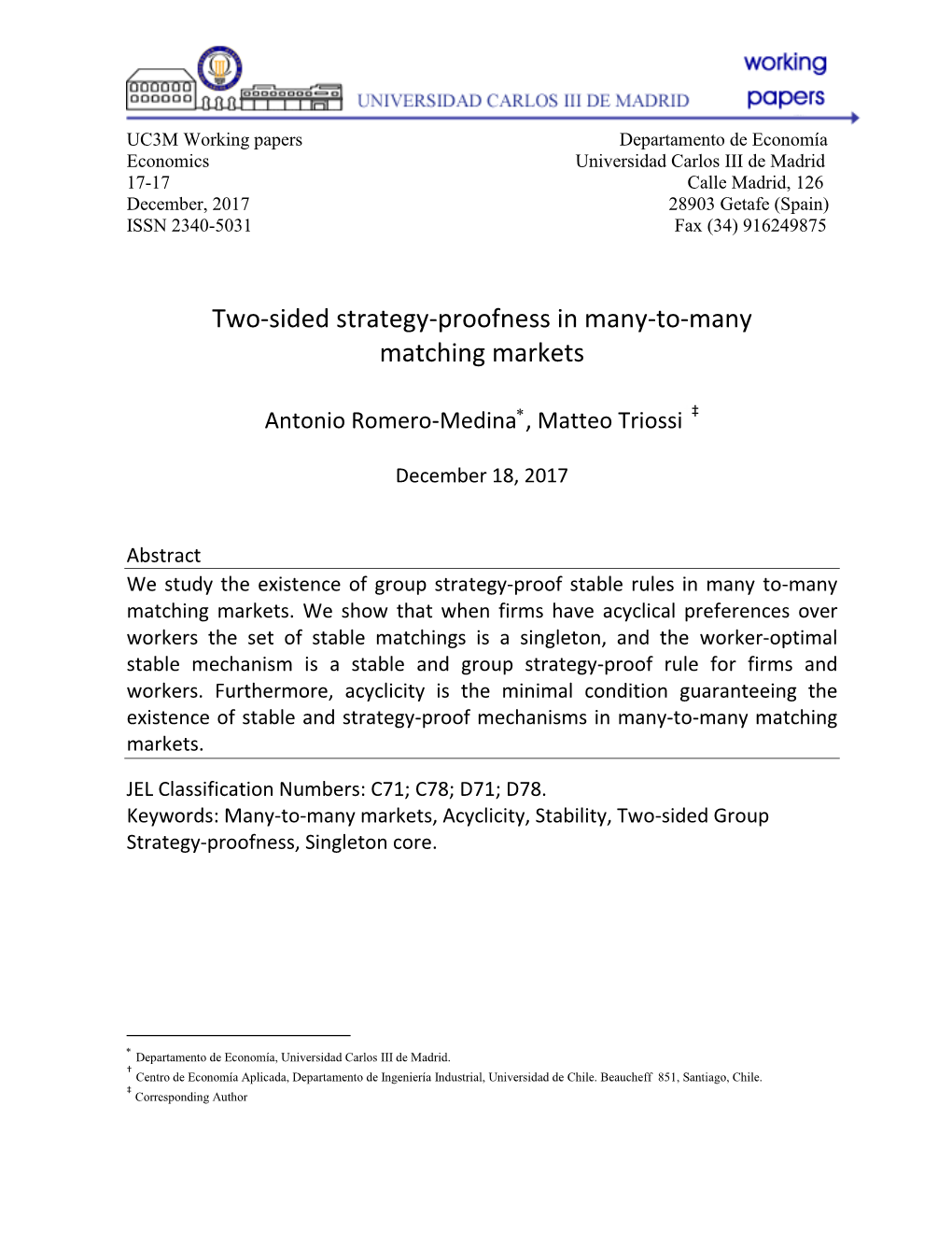 Two-Sided Strategy-Proofness in Many-To-Many Matching Markets