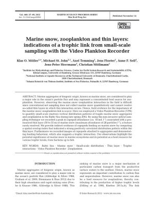 Marine Snow, Zooplankton and Thin Layers: Indications of a Trophic Link from Small-Scale Sampling with the Video Plankton Recorder