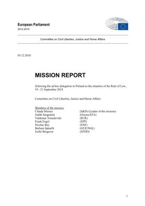 Mission Report Following the Ad Hoc Delegation