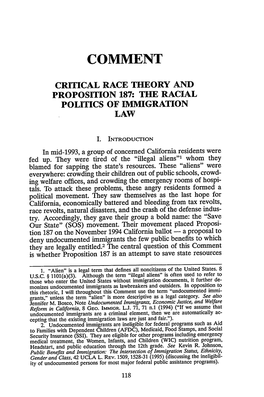 Critical Race Theory and Proposition 187: the Racial Politics of Immigration Law