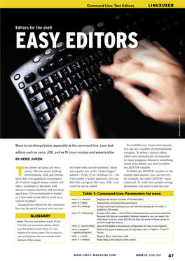 Editors for the Shell EASY EDITORS David Dan Calin, Fotolia