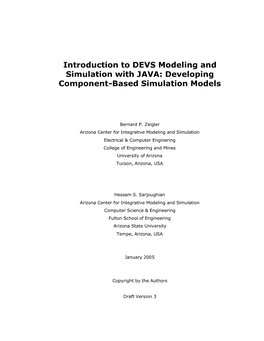 Introduction to DEVS Modeling and Simulation with JAVA: Developing Component-Based Simulation Models