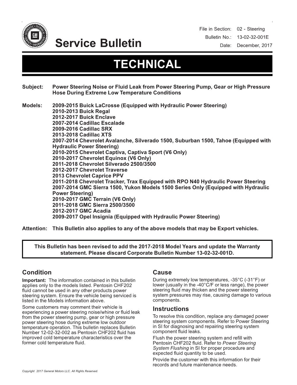 Service Bulletin TECHNICAL