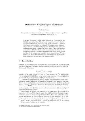 Differential Cryptanalysis of Nimbus⋆
