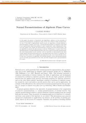 Normal Parametrizations of Algebraic Plane Curves